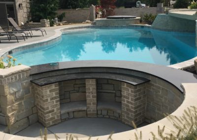 Upper terrace and backyard pool grotto