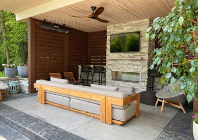 Close up of Outdoor Living Room with TV