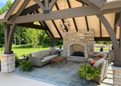 All-season outdoor space includes indoor amenities.